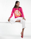 Sequined Floral Dolman-Sleeve Sweater, Petite