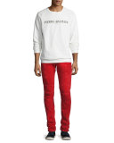 Slim-Straight Moto Jeans, Red