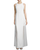 Chloe Paneled Silk Chiffon Long Dress, White