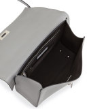 Shark Medium Waxy Leather Satchel Bag, Gray