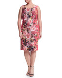 Dolcetto Floral-Print Sheath Dress W/ Sleeves, Plus Size 