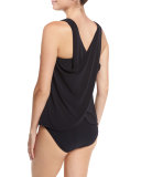 Vanessa V-Neck Tankini Swim Top, Black
