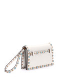 Rolling Rockstud Small Flap Clutch Bag, Ivory