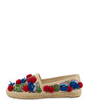 Ellis Embroidered Espadrille Flat, Beige