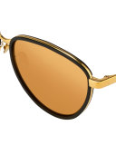 Rounded Cat-Eye Two-Tone Sunglasses, Yellow Gold/Black