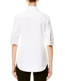 Poplin Half-Sleeve Blouse, White