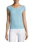 Sydney Button-Front Cashmere Top, Crete