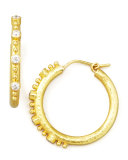 Giant Diamond 19k Gold Hoop Earrings