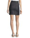 High-Waist Denim Mini Skirt, Blue