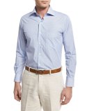 Vintage Print Sport Shirt, Blue