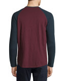 Long-Sleeve Baseball T-Shirt, Oxblood/Coastal
