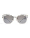 Transfer Square Embossed Sunglasses, Silver/White