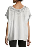 The Beaded Willow Short-Sleeve Tunic, Cream
