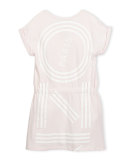 Cap-Sleeve Stretch Jersey Logo Dress, Pink, Size 8-12