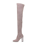 Suede 90mm Over-the-Knee Boot, Gray