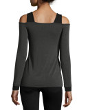 Interrupted Cold-Shoulder Top, Anthracite/Black