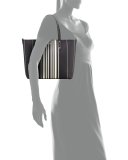 Kerrington Small Striped Tote Bag, Black/White