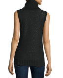Sleeveless Sequin Cashmere Turtleneck