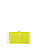 Lara Acrylic Backlit Clutch Bag, Acid Yellow/Nude