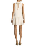 Trisha Sleeveless Mock-Neck Mini Dress, Almond
