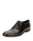 Leather Cap-Toe Oxford Shoe, Black
