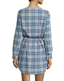 Rathana C Plaid Belted Shirtdress, Blue