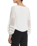 Maise Chiffon-Sleeve Blouse, Off White