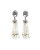 Pearly Tassel Drop Clip Earrings