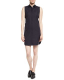 Sleeveless Poplin Shirtdress, Phantom Blue