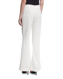 Flat-Front Flare-Leg Pants, Ivory