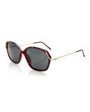 Geometric Monochromatic Sunglasses, Red/Brown