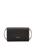 Saffiano Lux Mini Crossbody Bag, Black (Nero)