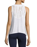 Crest Lace-Panel Sport Tank Top, White