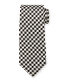 Textured Check Silk Tie, White/Black