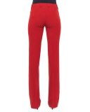 Wide-Leg Pants W/Contrast Stripe, Cherry