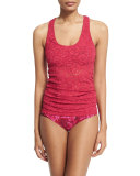 Floral-Embroidered Lace Tankini Swimsuit Set