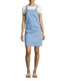 Suffolk Denim Apron Dress, Pale Blue