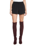 Hanne Stretch-Crepe Shorts, Caviar