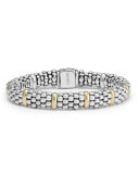 Sterling Silver Caviar Rope Bracelet with 18k Gold 