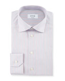 Contemporary-Fit Striped Dress Shirt, Coral/Light Blue