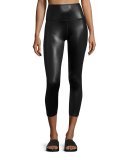 Gloss Over High-Waist Capri Legging, Black