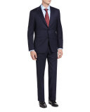 Tonal Stripe Wool Two-Piece Suit, Navy