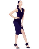 Sleeveless V-Neck Sheath Dress, Black/Navy