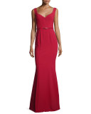 Sleeveless Belted Mermaid Gown 