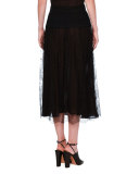 Lace A-Line Midi Skirt, Black