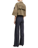 Willow Embroidered Cape Jacket, Olive