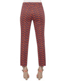 Franca Oval-Print Ankle Pants, Navy/Rust