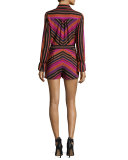 Ariella Metallic Striped Romper, Counterpointe Rubiate