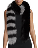 Candy Cane Fox Fur Scarf, Black/Gray