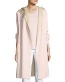 Long Contrast-Facing Jacket w/ Hood